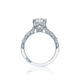Tacori 18k White Gold Ribbon Cushion Diamond Engagement Ring Setting (0.36 CTW)