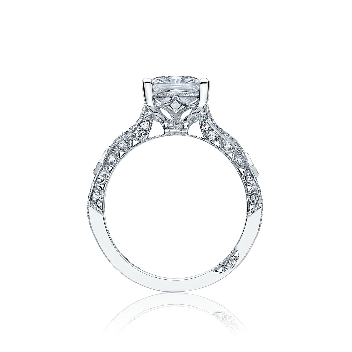 Tacori 18k White Gold Ribbon Princess Diamond Engagement Ring Setting (0.36 CTW)