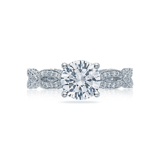 Tacori 18k White Gold Ribbon Round Diamond Engagement Ring Setting (0.36 CTW)