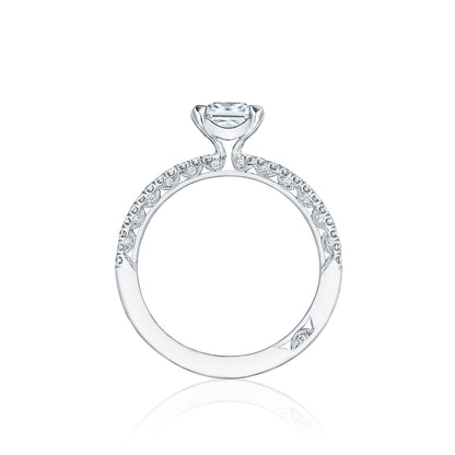 Tacori 18k White Gold Petite Crescent Princess Diamond Engagement Ring Setting (0.23 CTW)