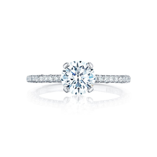 Tacori 18k White Gold Petite Crescent Round Diamond Engagement Ring Setting (0.23 CTW)