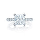 Tacori 18k White Gold Petite Crescent Princess Diamond Engagement Ring Setting (0.57 CTW)