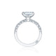 Tacori 18k White Gold Petite Crescent Princess Diamond Engagement Ring Setting (0.57 CTW)