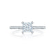 Tacori 18k White Gold Petite Crescent Princess Diamond Engagement Ring Setting (0.25 CTW)