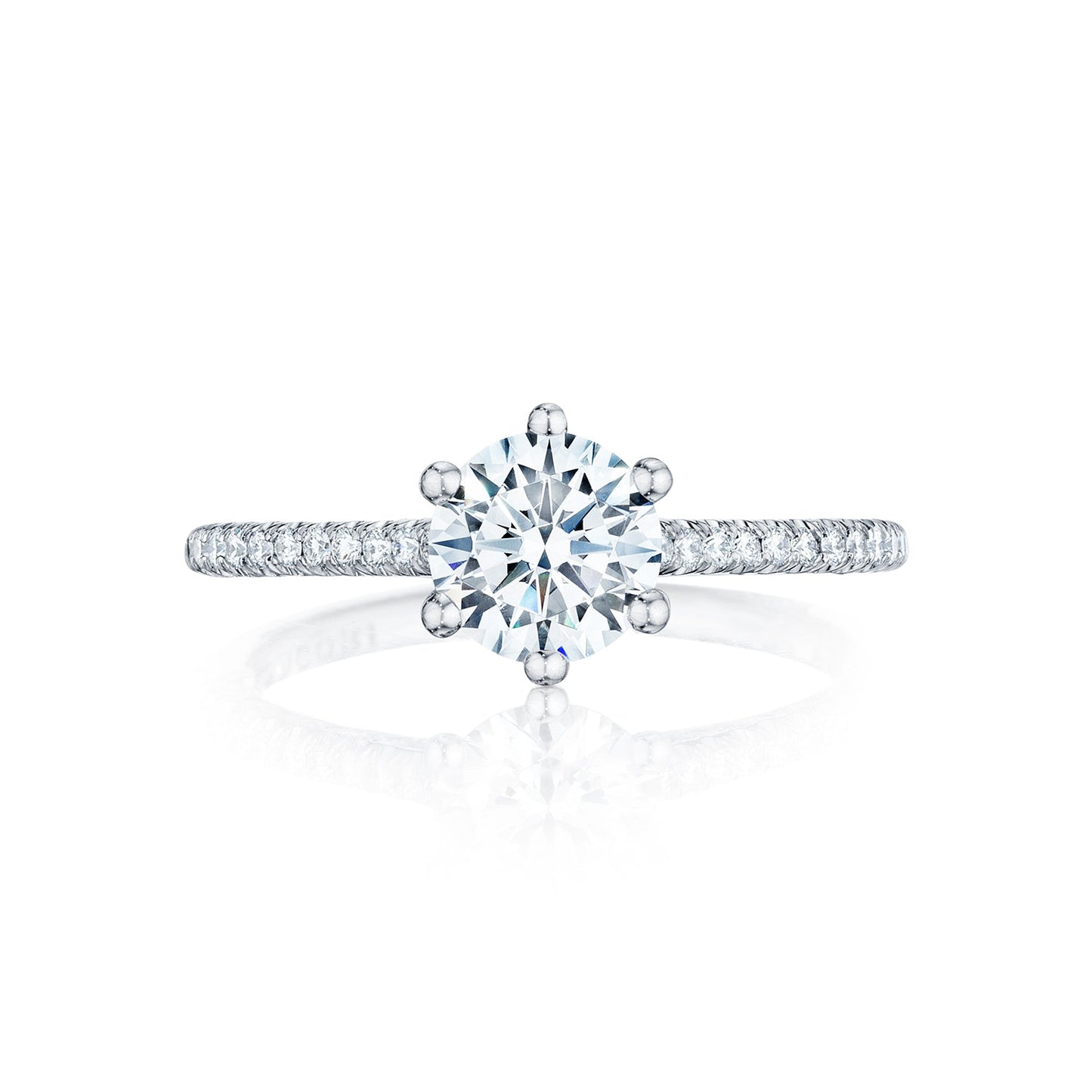 Tacori 18k White Gold Petite Crescent Round Diamond Engagement Ring Setting (0.25 CTW)