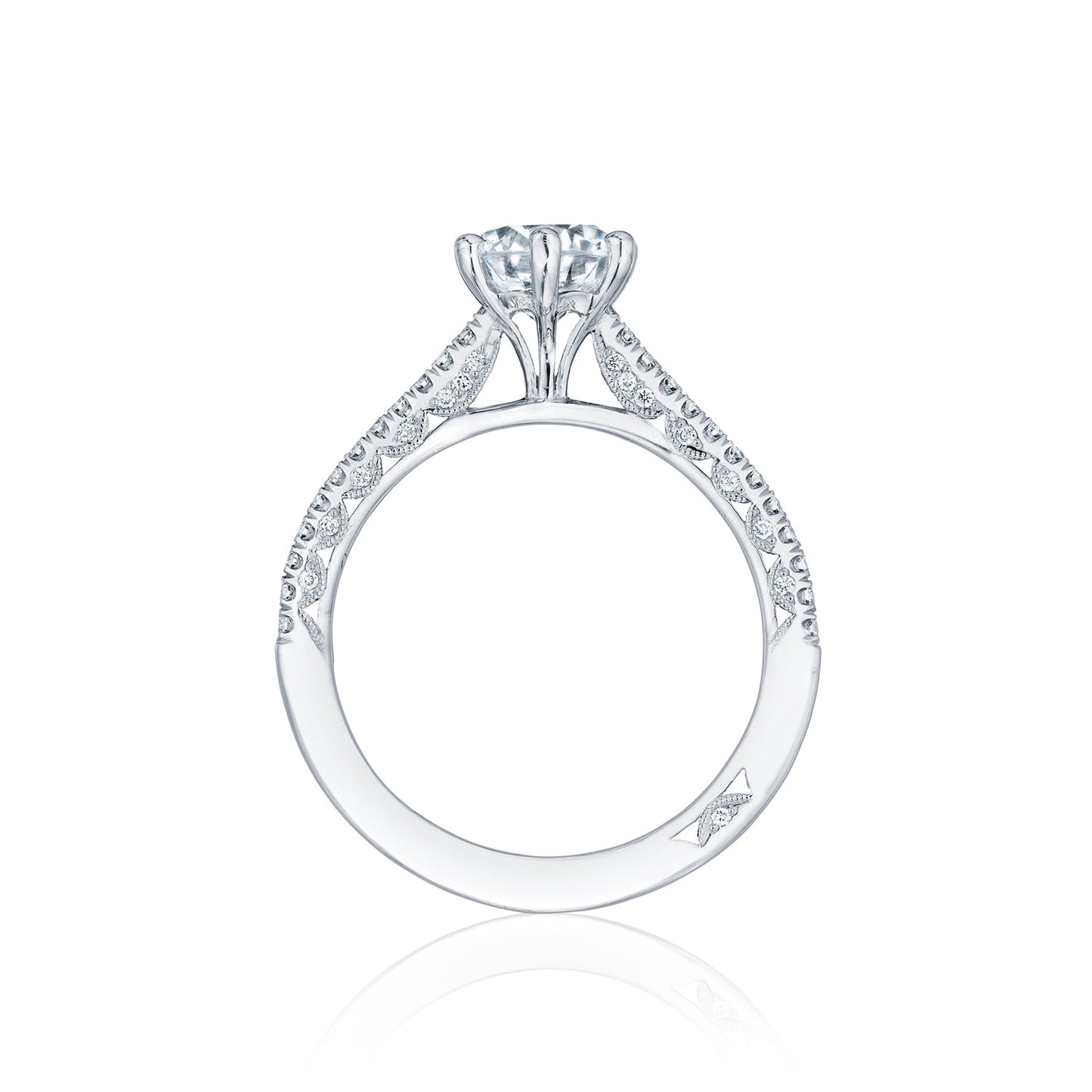 Tacori 18k White Gold Petite Crescent Round Diamond Engagement Ring Setting (0.25 CTW)