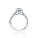 Tacori 18k White Gold Petite Crescent Princess Diamond Engagement Ring Setting (0.43 CTW)