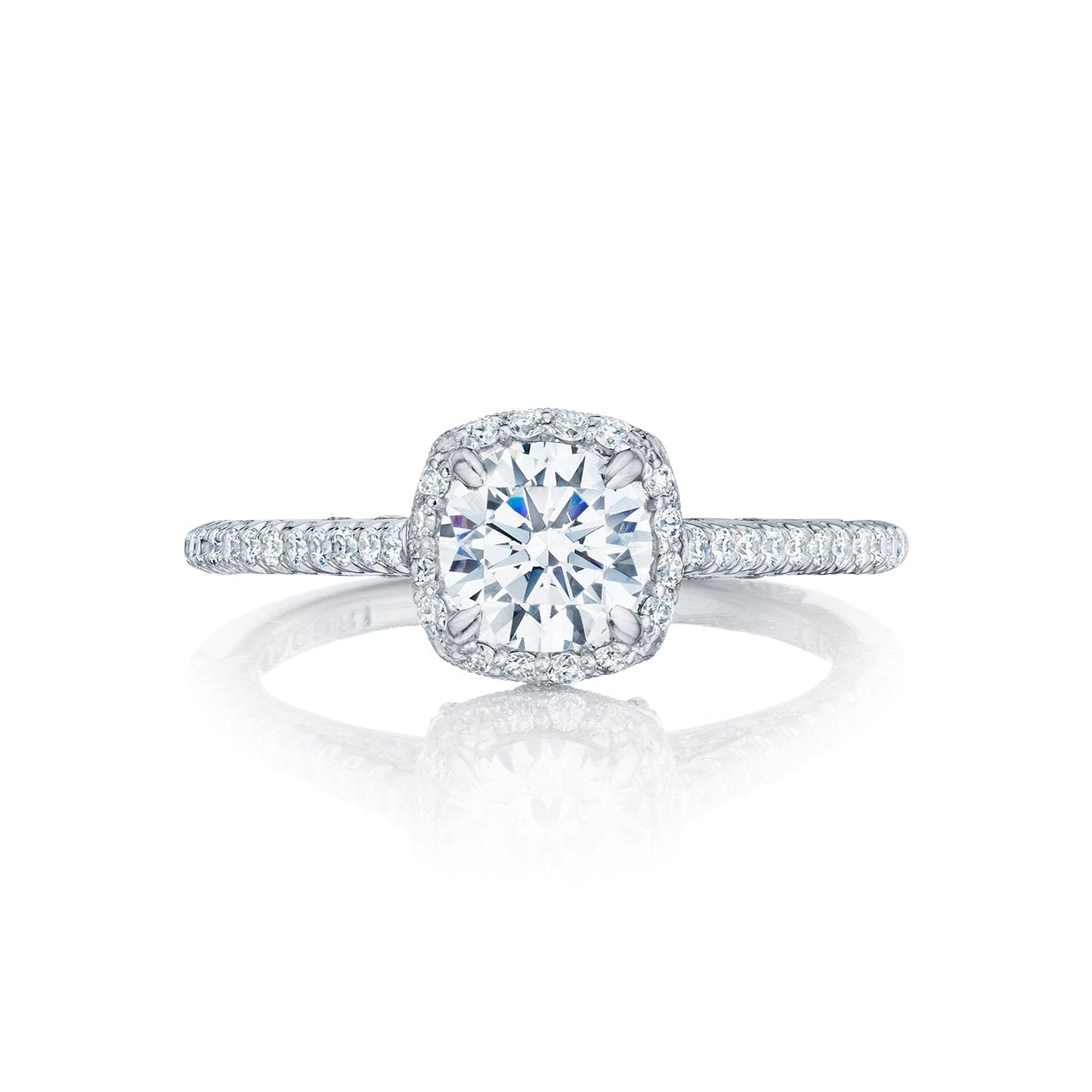 Tacori 18k White Gold Petite Crescent Round Diamond Engagement Ring Setting (0.37 CTW)