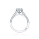 Tacori 18k White Gold Petite Crescent Princess Diamond Engagement Ring Setting (0.33 CTW)