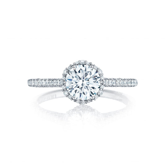 Tacori 18k White Gold Petite Crescent Round Diamond Engagement Ring Setting (0.33 CTW)