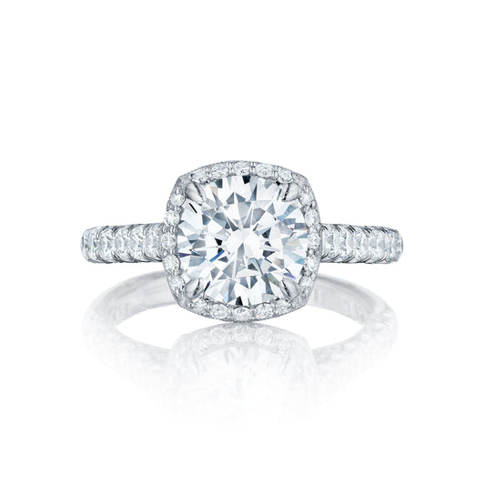 Tacori 18k White Gold Petite Crescent Round Diamond Engagement Ring Setting (0.78 CTW)