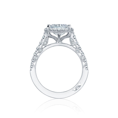 Tacori 18k White Gold Petite Crescent Princess Diamond Engagement Ring Setting (0.74 CTW)