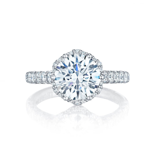Tacori 18k White Gold Petite Crescent Round Diamond Engagement Ring Setting (0.69 CTW)