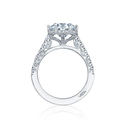 Tacori 18k White Gold Petite Crescent Round Diamond Engagement Ring Setting (0.69 CTW)