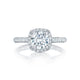Tacori 18k White Gold Petite Crescent Round Diamond Engagement Ring Setting (0.55 CTW)