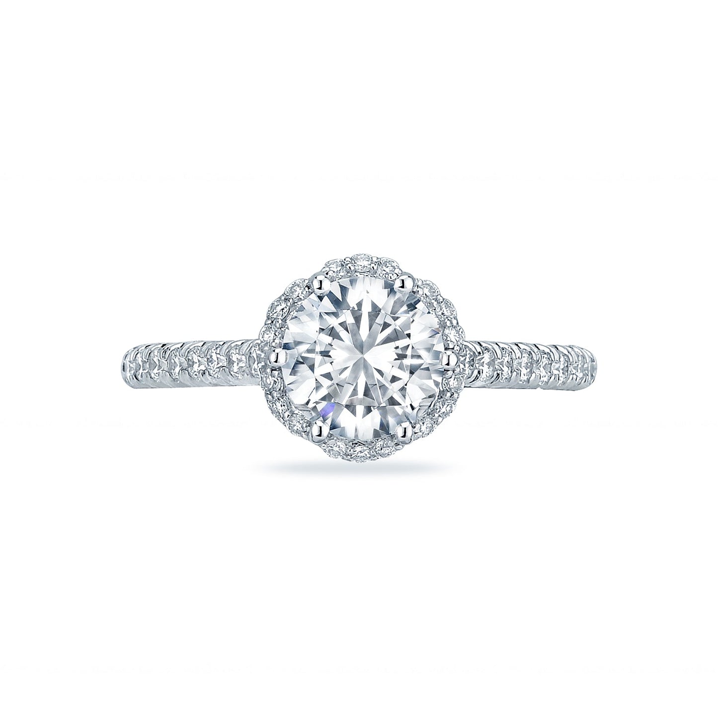 Tacori 18k White Gold Petite Crescent Round Diamond Engagement Ring Setting (0.5 CTW)