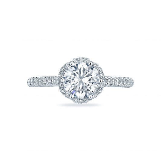 Tacori 18k White Gold Petite Crescent Round Diamond Engagement Ring Setting (0.5 CTW)