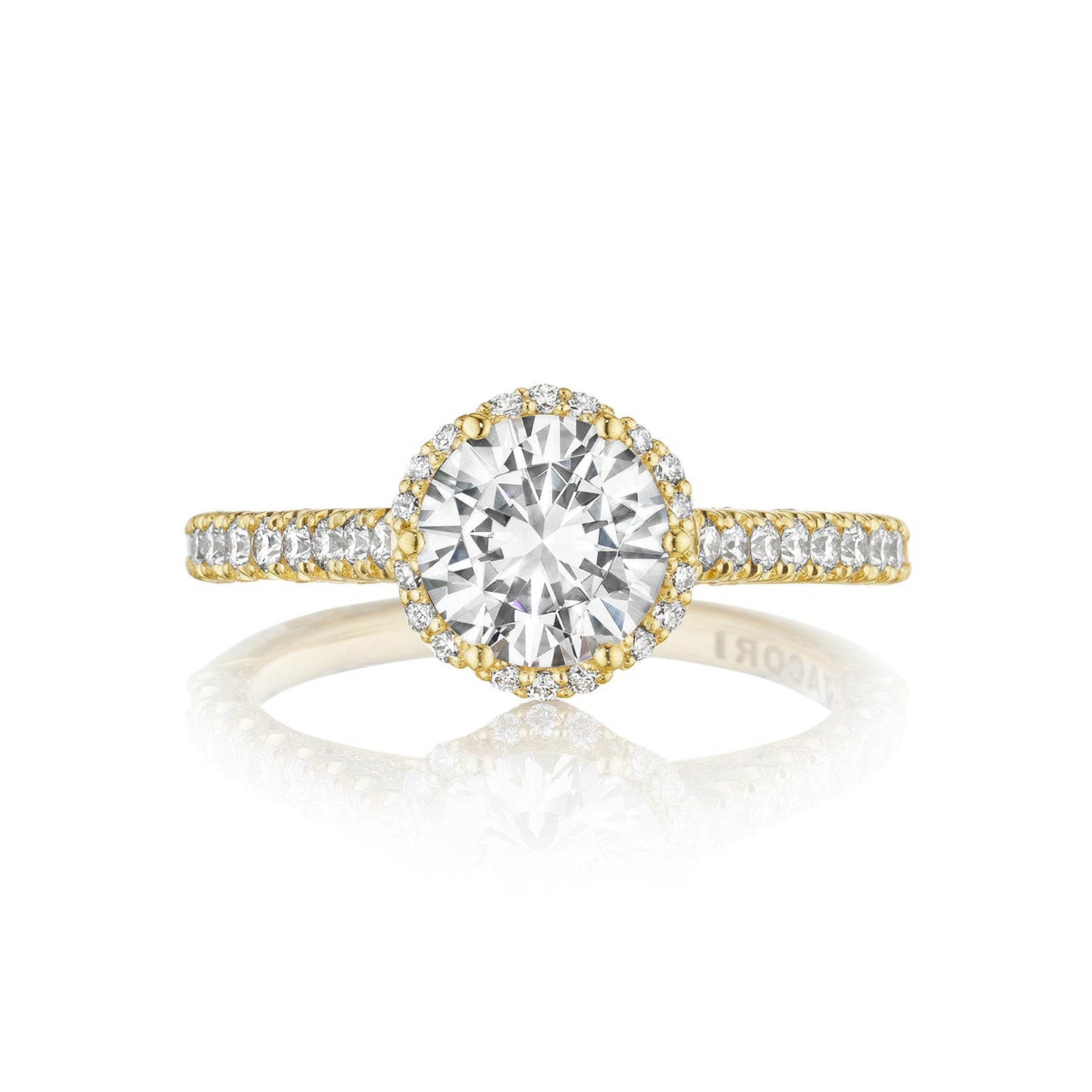 Tacori 18k Yellow Gold Petite Crescent Round Diamond Engagement Ring Setting (0.5 CTW)