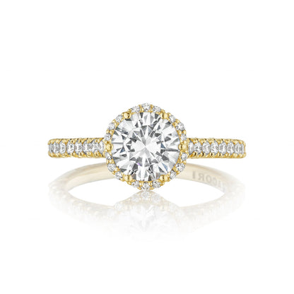 Tacori 18k Yellow Gold Petite Crescent Round Diamond Engagement Ring Setting (0.5 CTW)