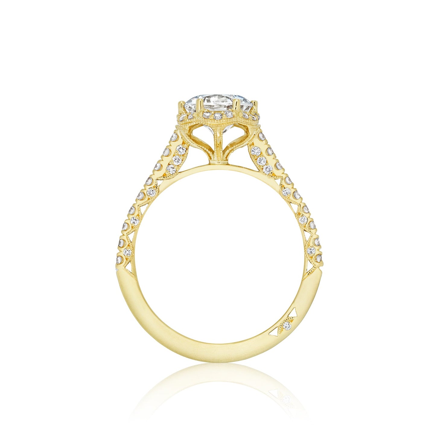 Tacori 18k Yellow Gold Petite Crescent Round Diamond Engagement Ring Setting (0.5 CTW)