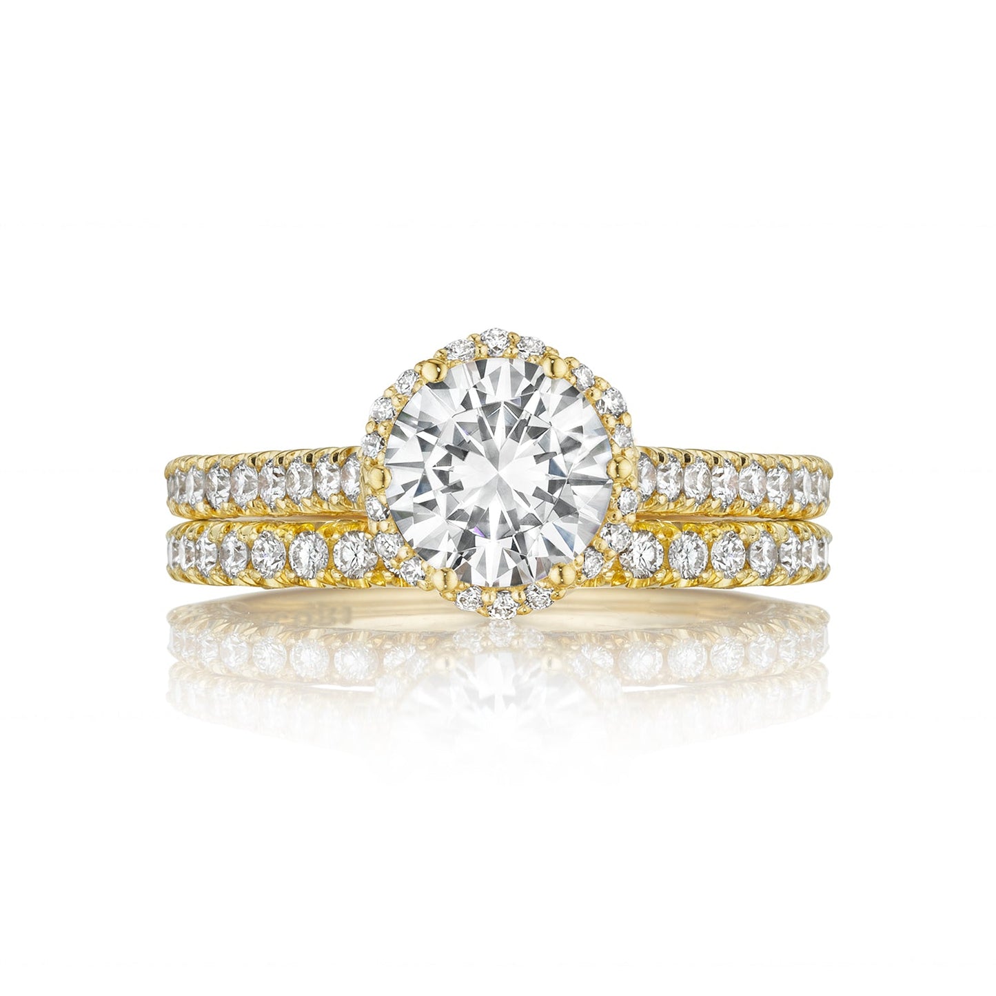 Tacori 18k Yellow Gold Petite Crescent Round Diamond Engagement Ring Setting (0.5 CTW)