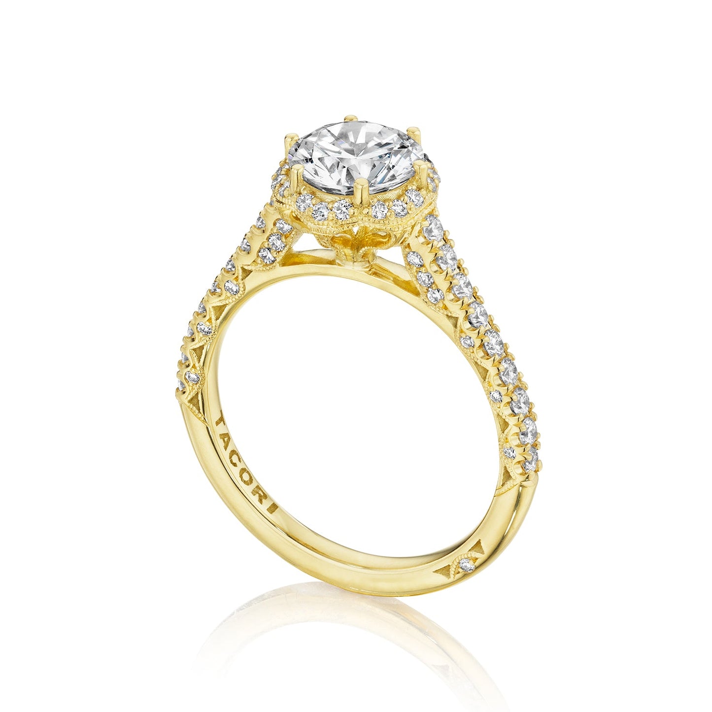 Tacori 18k Yellow Gold Petite Crescent Round Diamond Engagement Ring Setting (0.5 CTW)