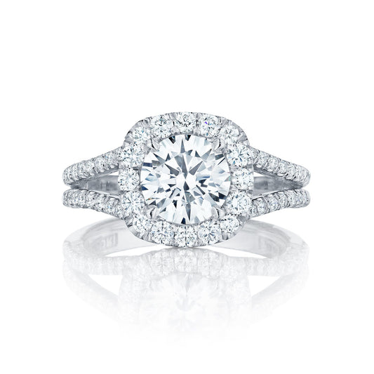 Tacori 18k White Gold Petite Crescent Round Diamond Engagement Ring Setting (0.86 CTW)