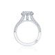 Tacori 18k White Gold Petite Crescent Princess Diamond Engagement Ring Setting (0.62 CTW)