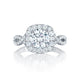 Tacori 18k White Gold Petite Crescent Round Diamond Engagement Ring Setting (0.84 CTW)
