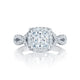 Tacori 18k White Gold Petite Crescent Princess Diamond Engagement Ring Setting (0.58 CTW)
