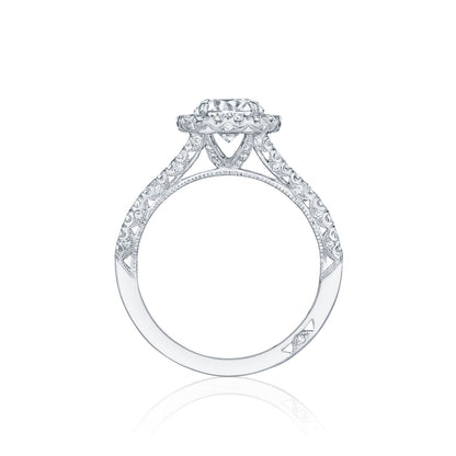 Tacori 18k White Gold Petite Crescent Round Diamond Engagement Ring Setting (0.6 CTW)