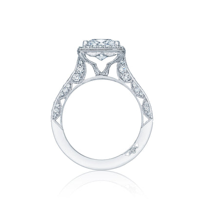 Tacori 18k White Gold Classic Crescent Princess Diamond Engagement Ring Setting (0.81 CTW)