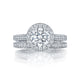 Tacori 18k White Gold Classic Crescent Round Diamond Engagement Ring Setting (0.89 CTW)