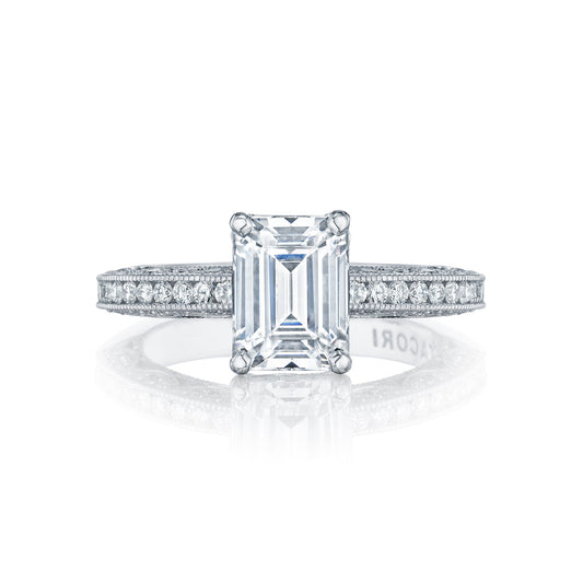 Tacori 18k White Gold Classic Crescent Engagement Ring Setting (0.41 CTW)