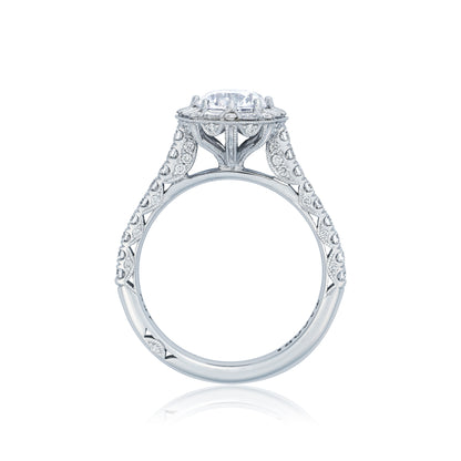 Tacori 18k White Gold Petite Crescent Round Diamond Engagement Ring Setting (0.71 CTW)