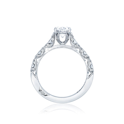 Tacori 18k White Gold Petite Crescent Oval Diamond Engagement Ring Setting (0.39 CTW)