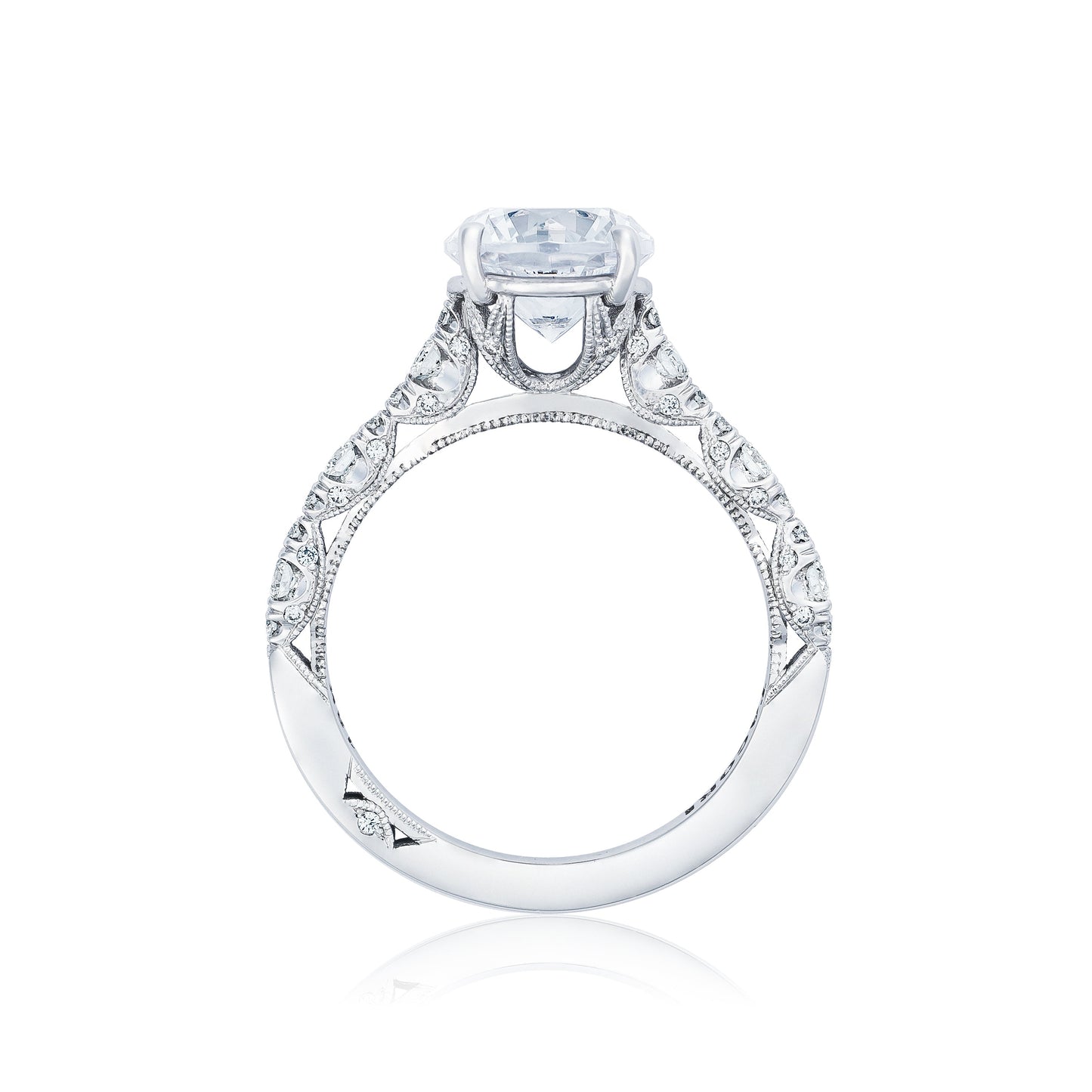 Tacori 18k White Gold Petite Crescent Round Diamond Engagement Ring Setting (0.39 CTW)