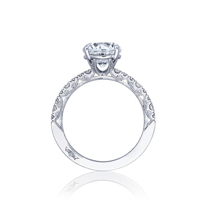 Tacori 18k White Gold Petite Crescent Round Diamond Engagement Ring Setting (0.35 CTW)