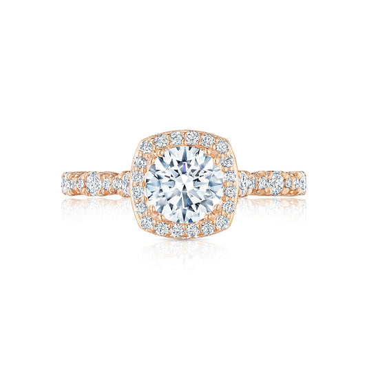 Tacori 18k Pink Gold Petite Crescent Round Diamond Engagement Ring Setting (0.55 CTW)