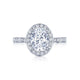 Tacori 18k White Gold Petite Crescent Oval Diamond Engagement Ring Setting (0.65 CTW)