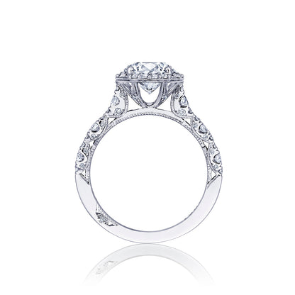 Tacori 18k White Gold Petite Crescent Round Diamond Engagement Ring Setting (0.53 CTW)