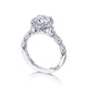 Tacori 18k White Gold Petite Crescent Round Diamond Engagement Ring Setting (0.53 CTW)