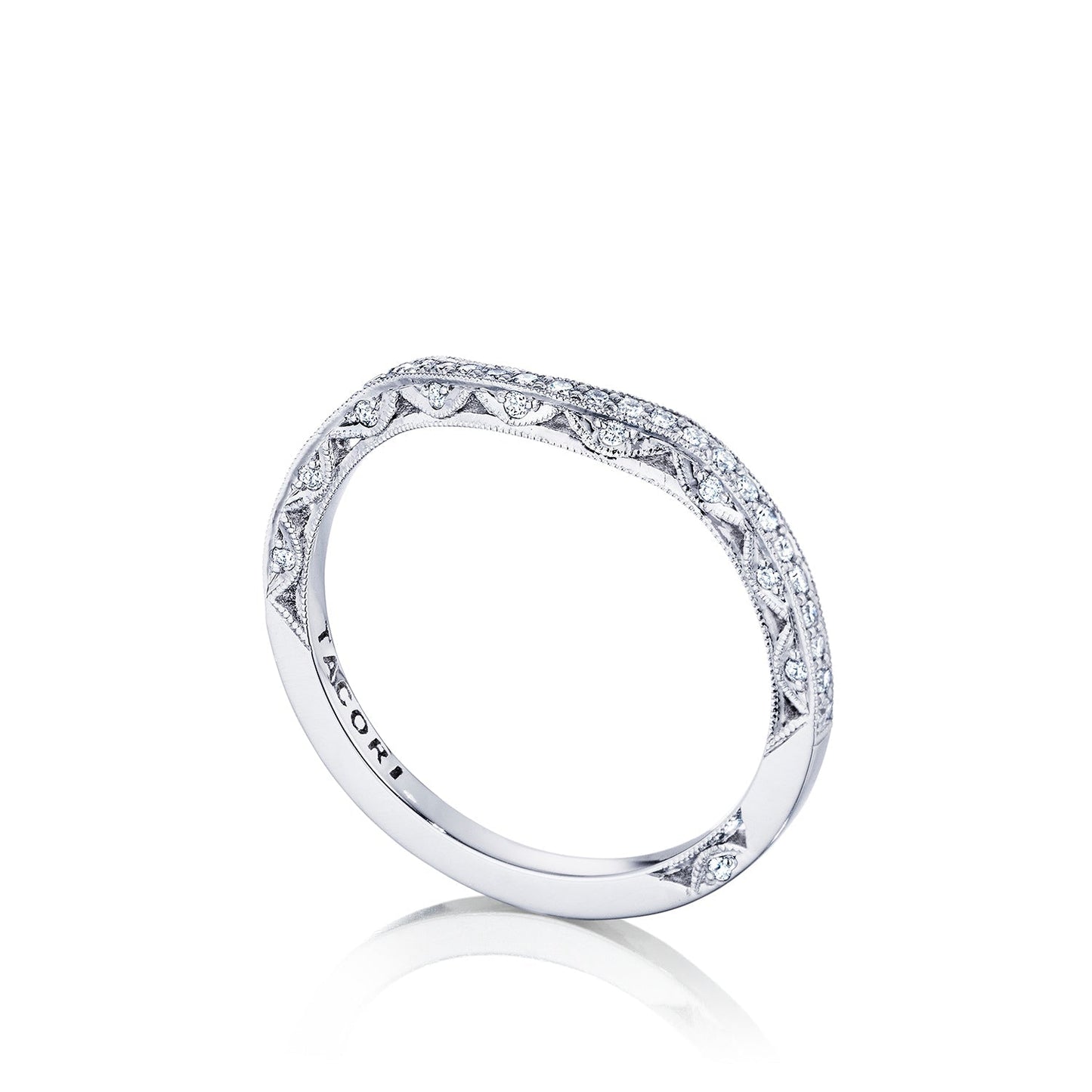 Tacori 18k White Gold Petite Crescent Diamond Wedding Band (0.2 CTW)