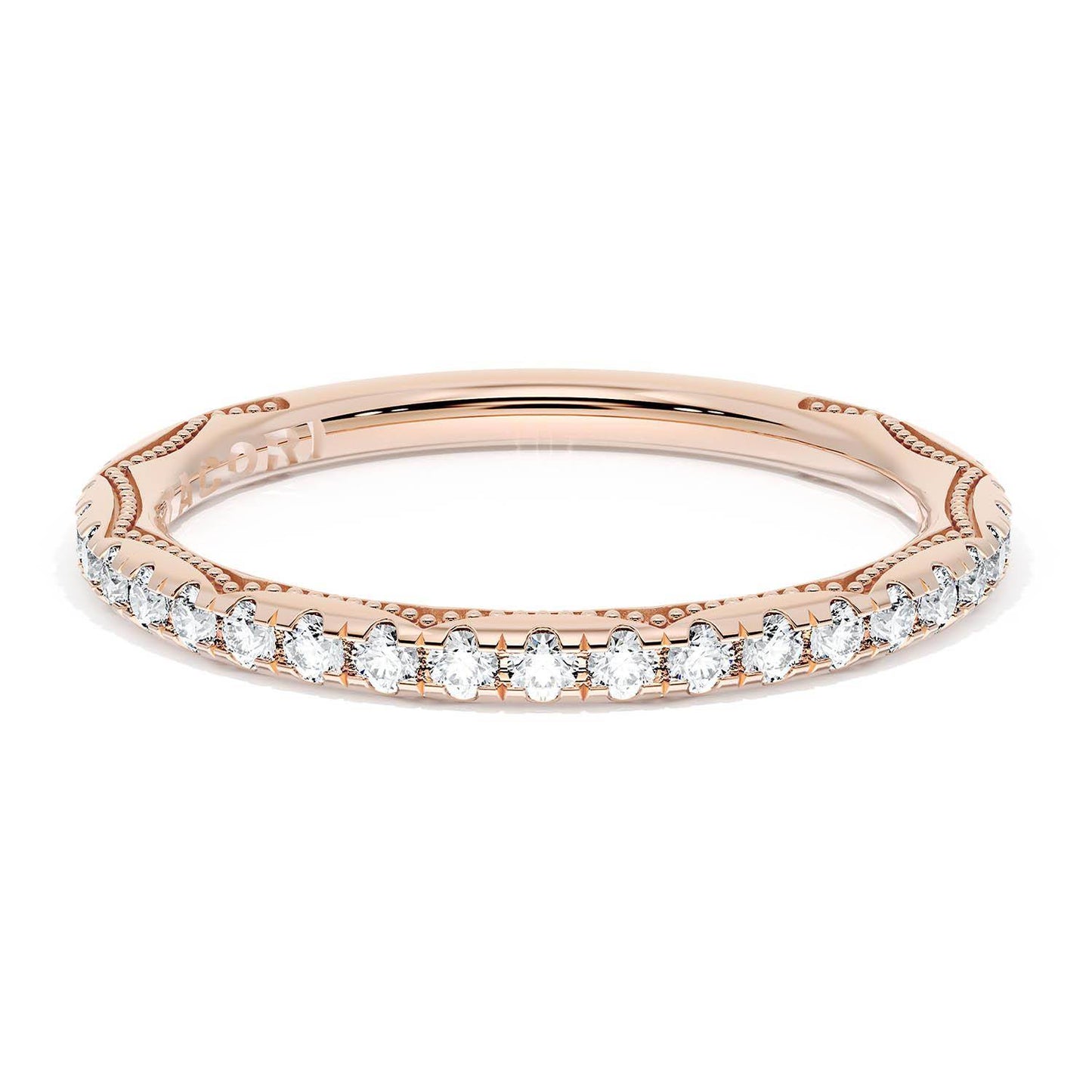 French Pavé Diamond Wedding Band, 2.0mm