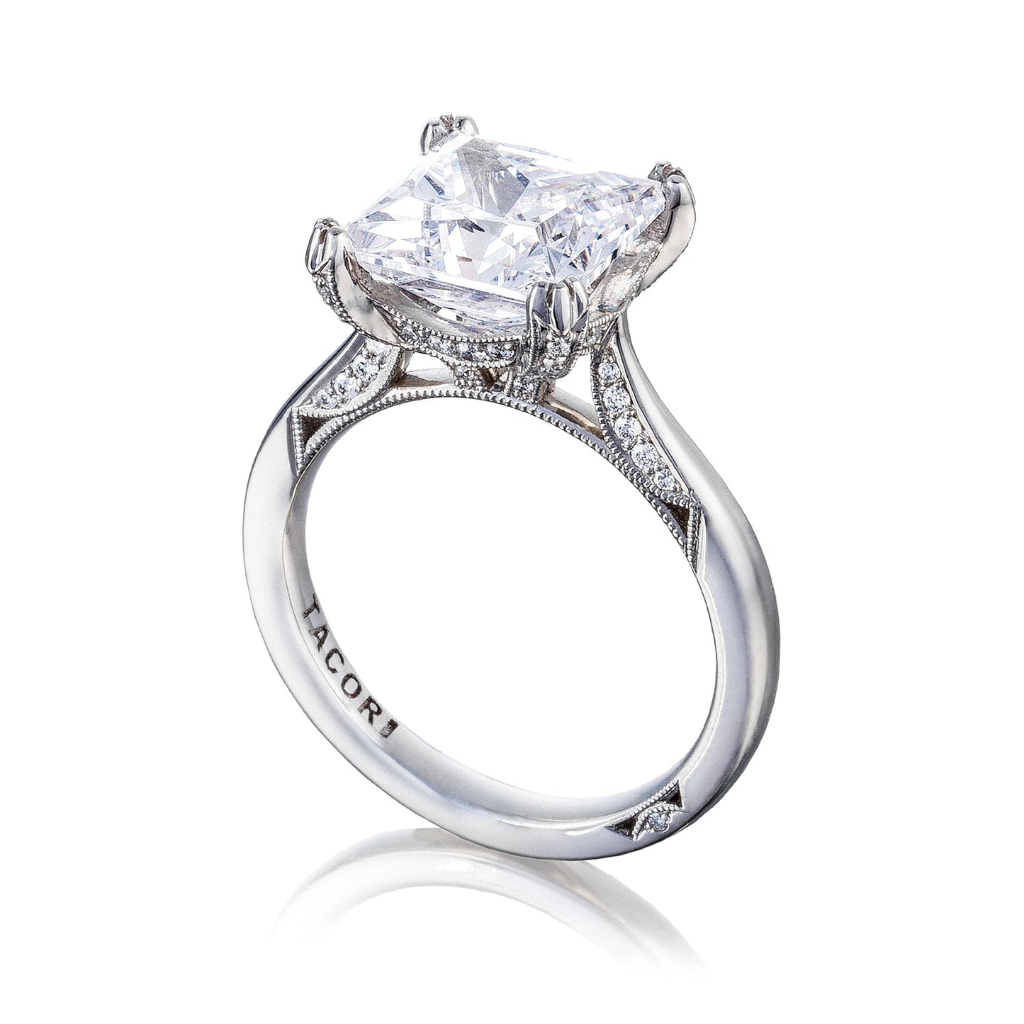 Tacori Platinum RoyalT Princess Diamond Engagement Ring Setting (0.22 CTW)