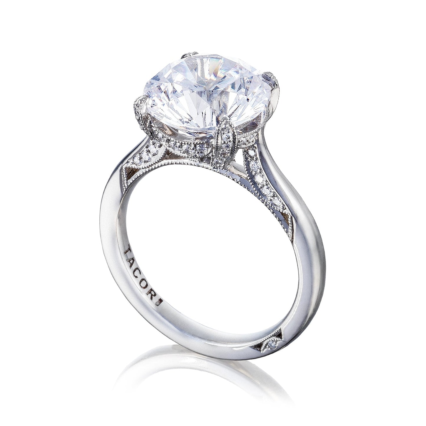 Tacori Platinum RoyalT Round Diamond Engagement Ring Setting (0.22 CTW)