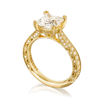 Tacori 18k Yellow Gold RoyalT Princess Diamond Engagement Ring Setting (0.73 CTW)