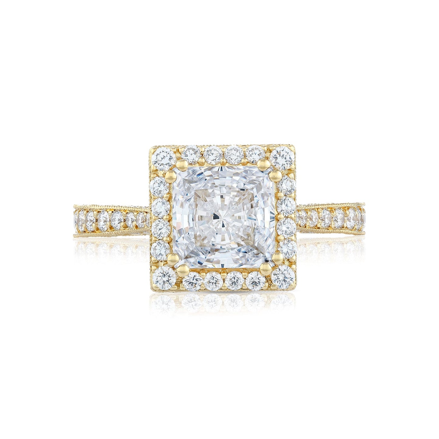 Tacori 18k Yellow Gold RoyalT Princess Diamond Engagement Ring Setting (0.98 CTW)