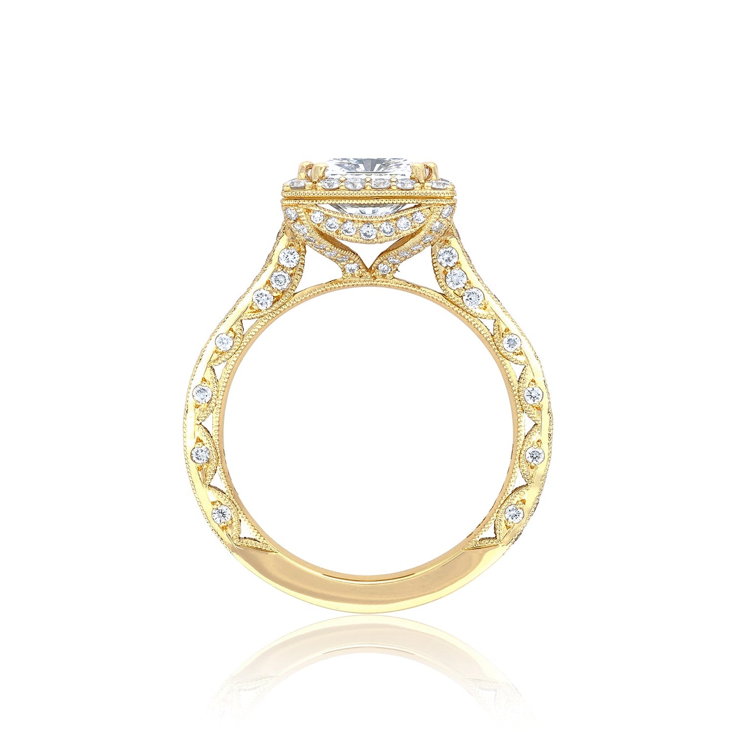 Tacori 18k Yellow Gold RoyalT Princess Diamond Engagement Ring Setting (0.98 CTW)