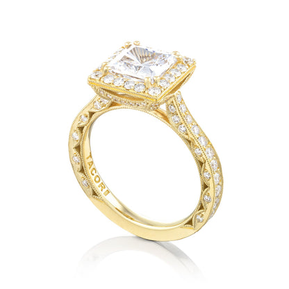 Tacori 18k Yellow Gold RoyalT Princess Diamond Engagement Ring Setting (0.98 CTW)